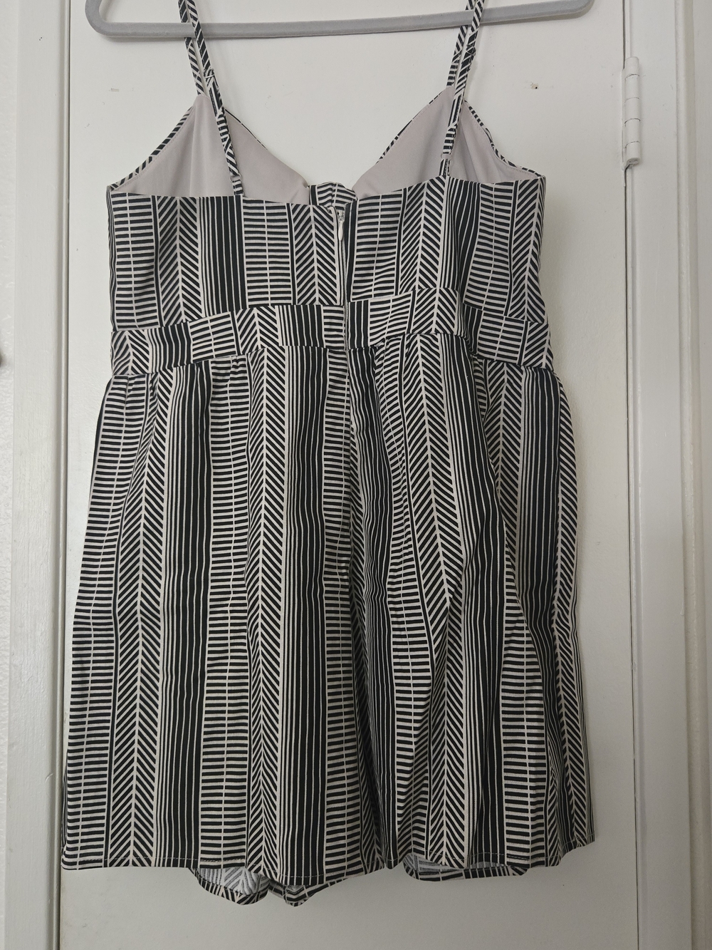 Blue Rain Black and White Striped Tie-Front Romper - Picture 3 of 4